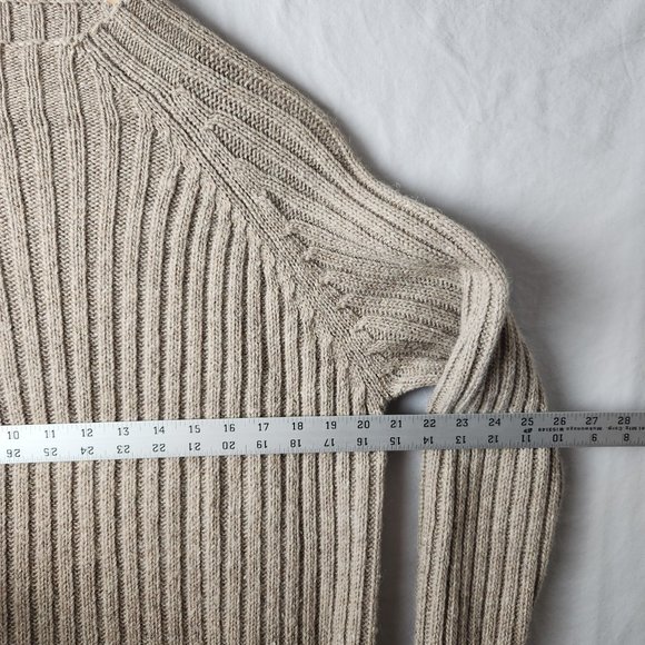 Vintage Mens Wool Blend Rib Knit Mock Neck Chunky Oversized Sweater Size Medium - Picture 7 of 10